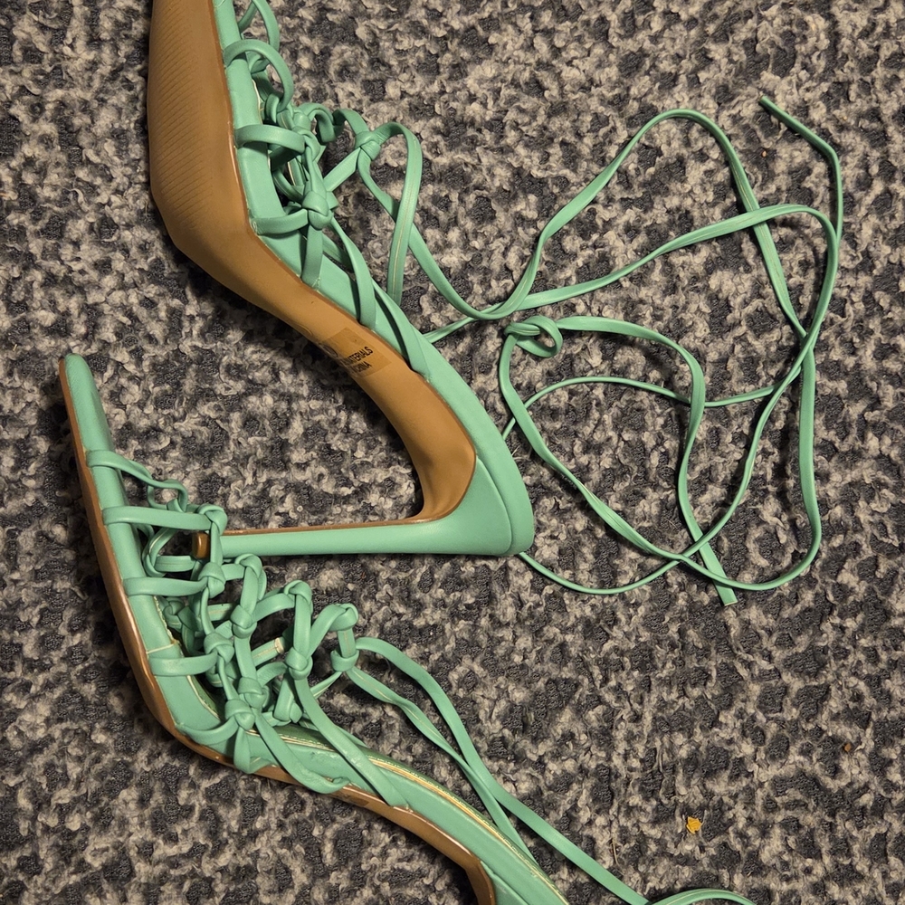 Fashion Nova Mint Lace-Up Heels